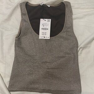 Zara Metallic Brown Tank Top
